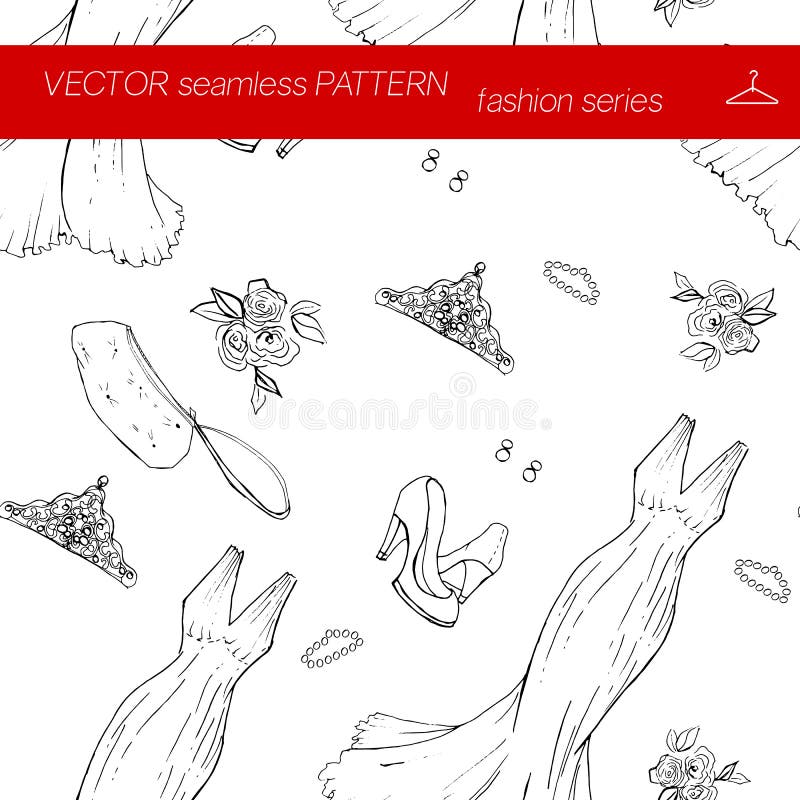 bezszwowy wzoru Moda set ilustracja w ręka rysunku stylu royalty ilustracja bezszwowy wzoru Moda set ilustracja w ręka rysunku stylu royalty ilustracja
