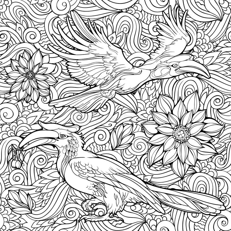 Bezszwowy wzór kwiaty i papugi royalty ilustracja Bezszwowy wzór kwiaty i papugi royalty ilustracja