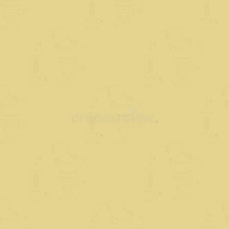 Bezszwowy wzór z aparatem destylacyjnym ilustracji Bezszwowy wzór z aparatem destylacyjnym ilustracji