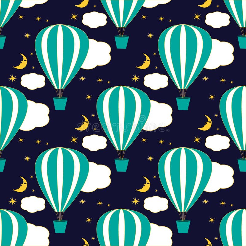 Bezszwowy wzór z lotniczymi balonami w niebie ilustracji Bezszwowy wzór z lotniczymi balonami w niebie ilustracji