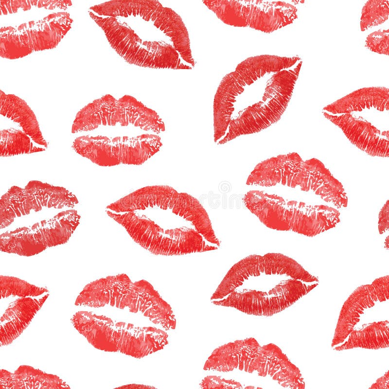 Seamless pattern with lip prints on white background. Seamless pattern with lip prints on white background