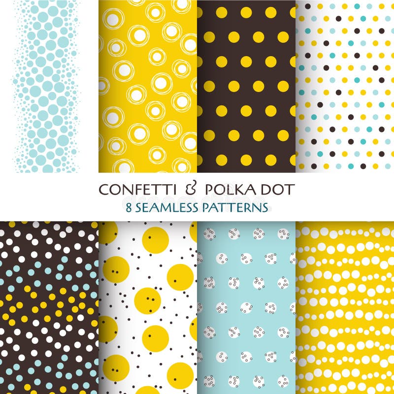 8 Seamless Patterns - Confetti and Polka Dot - texture for wallpaper, background, scrapbook, design - in vector. 8 Seamless Patterns - Confetti and Polka Dot - texture for wallpaper, background, scrapbook, design - in vector