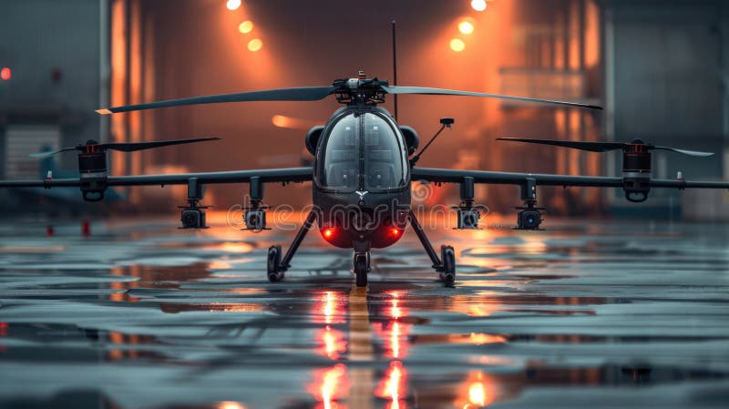 Bezzałogowy śmigłowiec do nadzoru nad dronem latający w celu obserwacji wywiadu wojskowego i zwiadu z automatyczną kamerą ilustracji