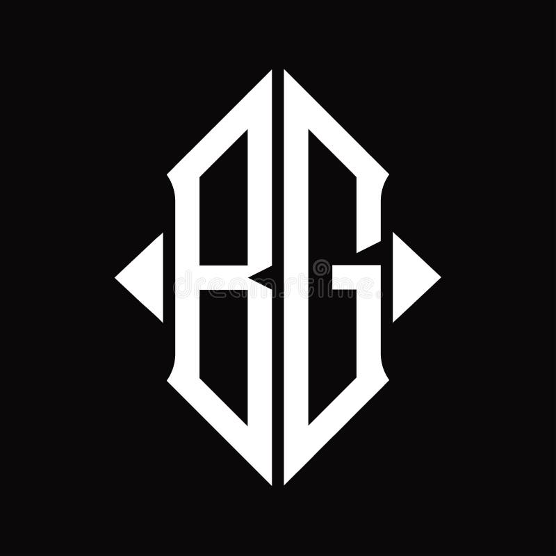 Bg-logotyp monogram med isolerad designmall för skyddsform royaltyfri illustrationer