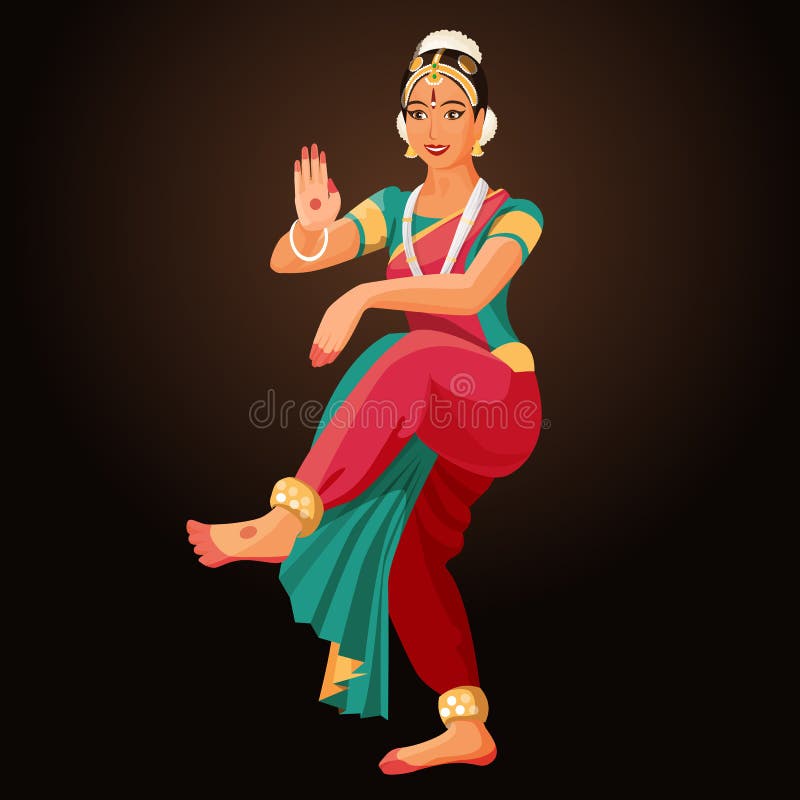 Bharatanatyam or Bharathanatiyam Woman Dancer Vector Ilustration Isolated  Stock Vector - Illustration of jewelry, cultural: 90354112