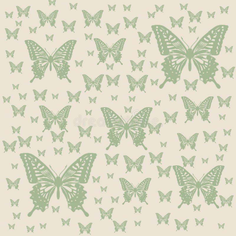 Bho-estetisk grön butterflies y2k-mönster royaltyfri illustrationer