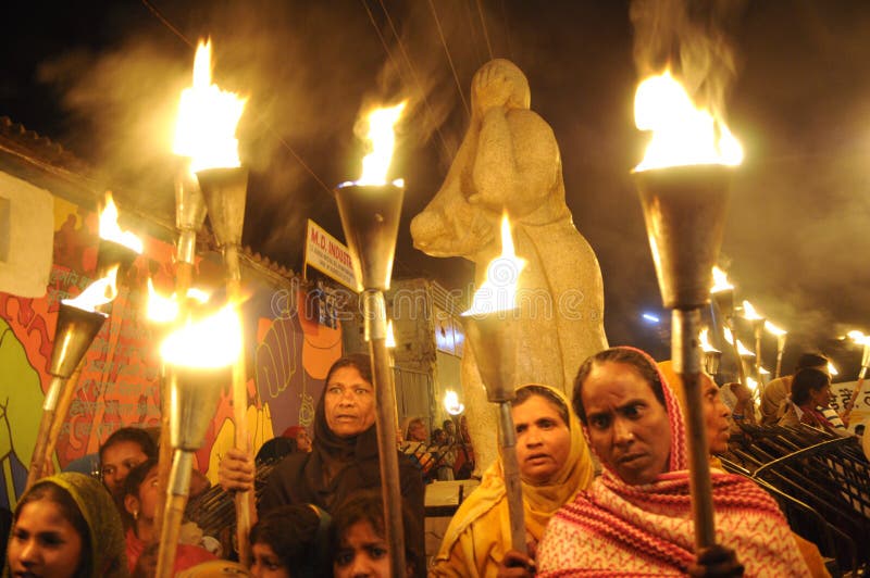 BHOPAL-DECEMBER 2: Protesters gather after the march near the Union Carbide plant during the torch rally organized to mark the 26th year of Bhopal gas disaster, in Bhopal -India on December 2,2010. BHOPAL-DECEMBER 2: Protesters gather after the march near the Union Carbide plant during the torch rally organized to mark the 26th year of Bhopal gas disaster, in Bhopal -India on December 2,2010.