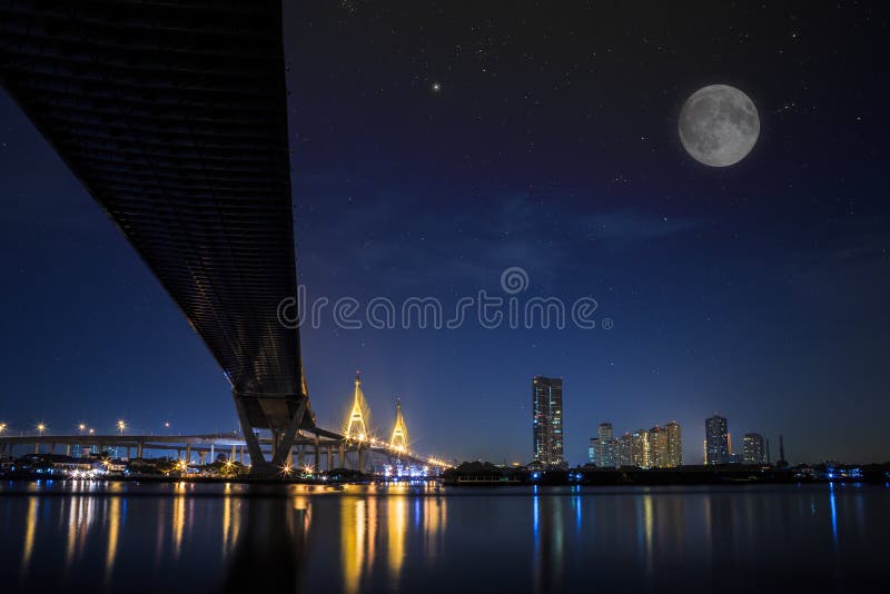 Bhumibol bridge at night