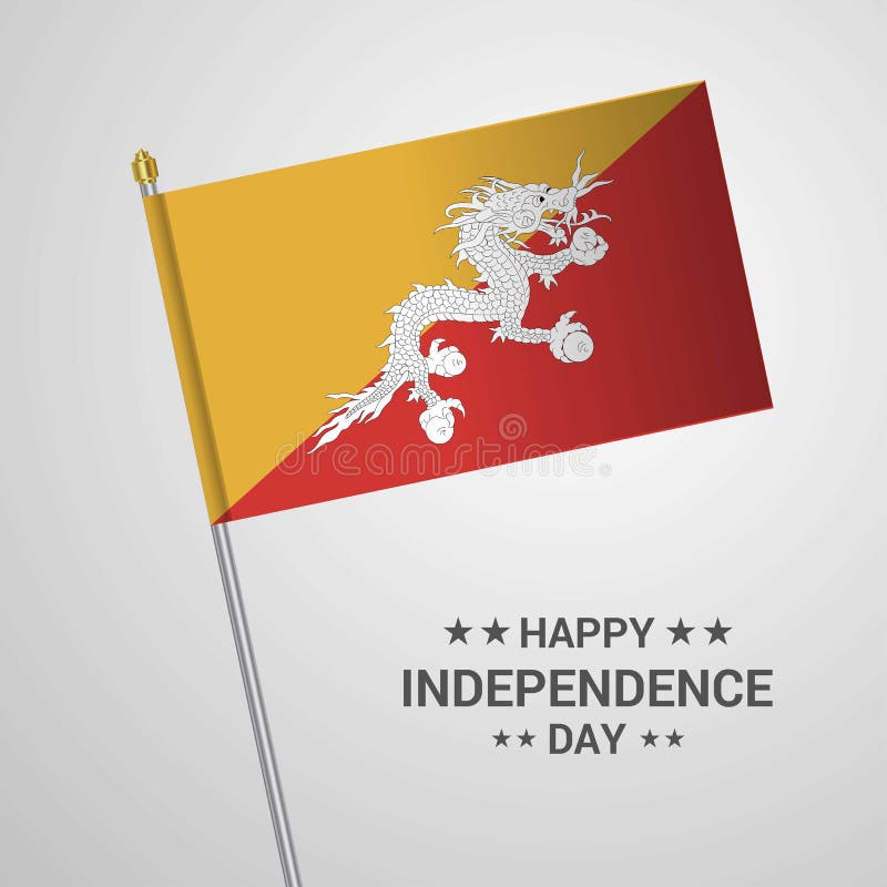 Bhutan het typografische ontwerp van de Onafhankelijkheidsdag met vlagvector