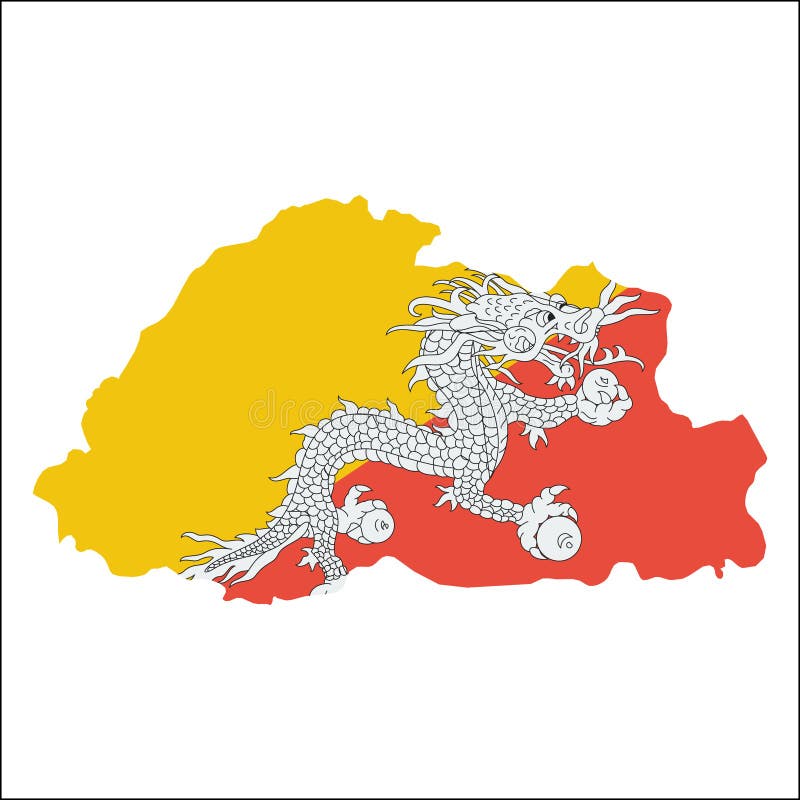 Bhutan wysoka rozdzielczość mapa z flaga państowowa ilustracja wektor Bhutan wysoka rozdzielczość mapa z flaga państowowa ilustracja wektor