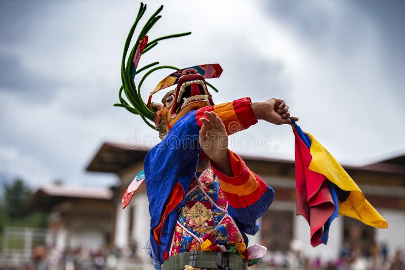 Bhutanese Cham masked dance , closeup , Bhutan