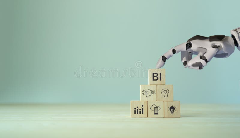 BI-Business intelligence. The process of leveraging data driven insights to make informed decisions. stock images