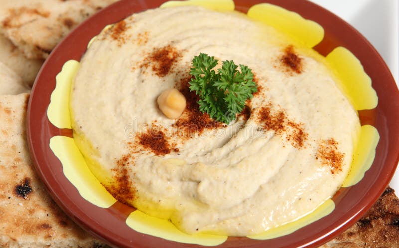 Bi Tahini van Hummus stock afbeelding Bi Tahini van Hummus stock afbeelding