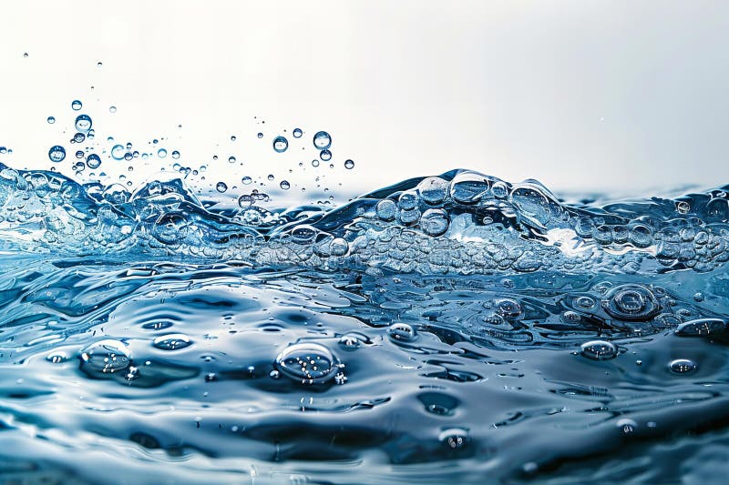Bianco d'acqua di sfondo blu onda d'acqua con composizione orizzontale composizione altissima fotografia grandangolo con luce morb illustrazione vettoriale