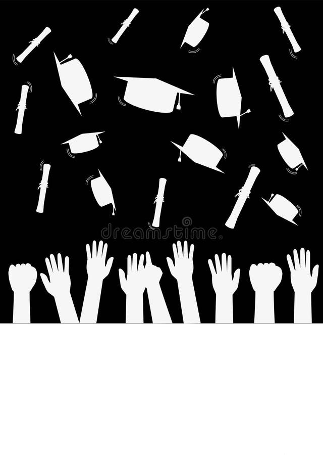 Bianco di celebrazione di graduazione a fondo nero illustrazione vettoriale