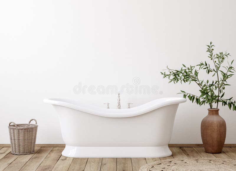 Bianco e comodo sfondo interno del bagno, paraspruzzi