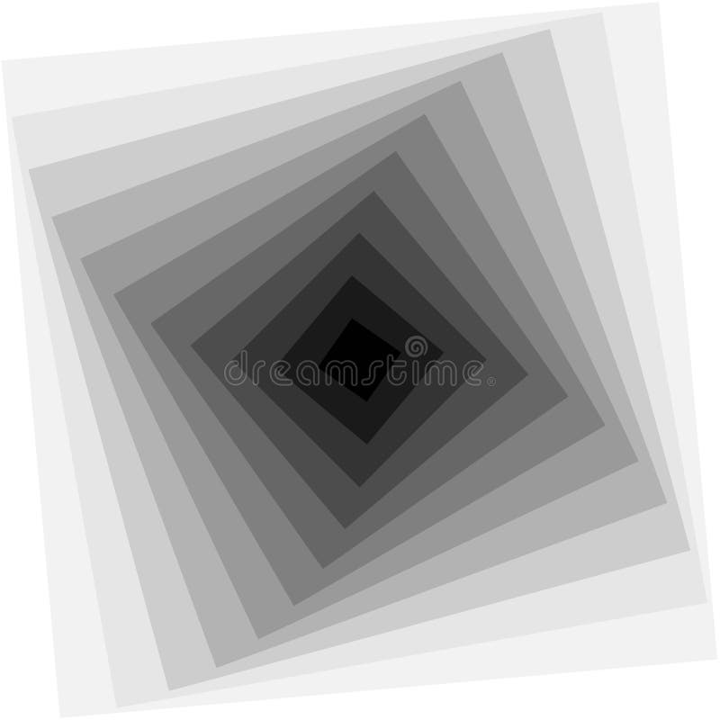 Bianco grigio nero concentrico quadrato ottico illustrazione di stock