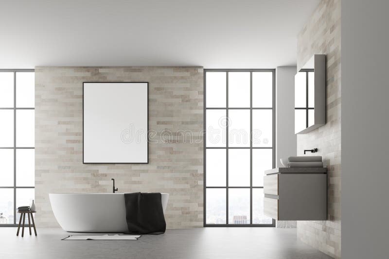 Bianco interno del manifesto del bagno moderno illustrazione vettoriale Bianco interno del manifesto del bagno moderno illustrazione vettoriale