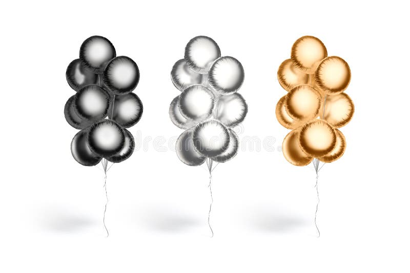 Bianco oro nero e pallone rotondo d'argento mongolfiere isolato illustrazione di stock