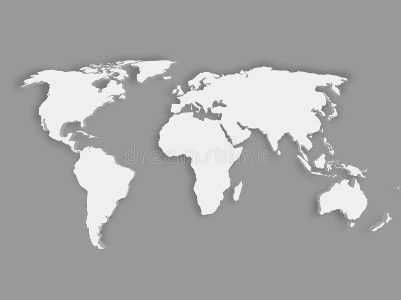 White 3D world map with dropped shadow on grey background. EPS10 vector illustration. White 3D world map with dropped shadow on grey background. EPS10 vector illustration.