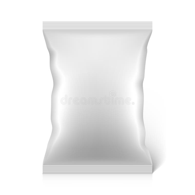 Biała pusta przekąski jedzenia foliowa pakuje torba