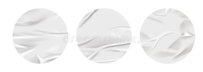 Białe arkusze papieru ze skruszonym kółkiem plakat zestaw mokrych zmarszczek białe matryce makulatura klejony realistyczny papier ilustracja wektor