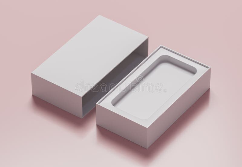 Białego koloru telefonu pusty pudełko na różowym tle - 3D ilustracja ilustracji Białego koloru telefonu pusty pudełko na różowym tle - 3D ilustracja ilustracji