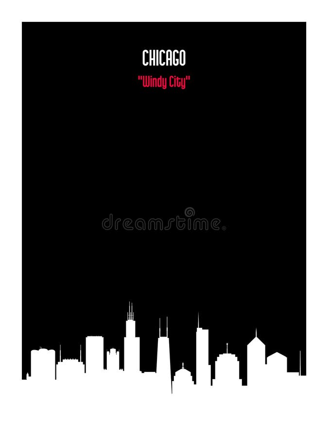 Białej sylwetki Chicago miastowa linia horyzontu na czarnym tle royalty ilustracja Białej sylwetki Chicago miastowa linia horyzontu na czarnym tle royalty ilustracja