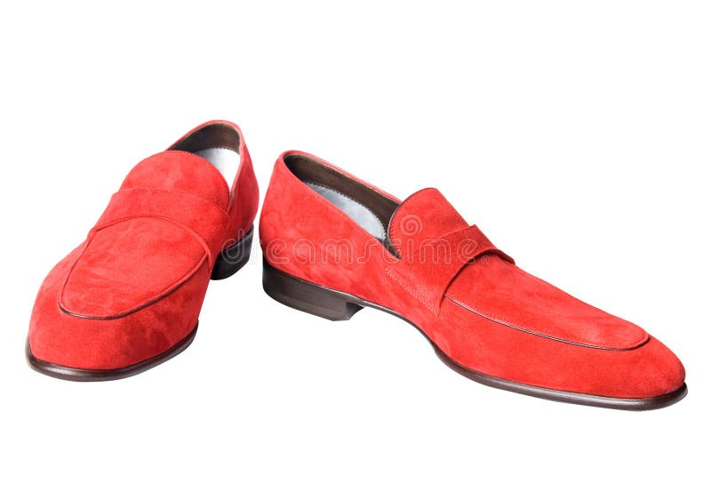 Biały odosobneni rzemienni męscy czerwoni buty