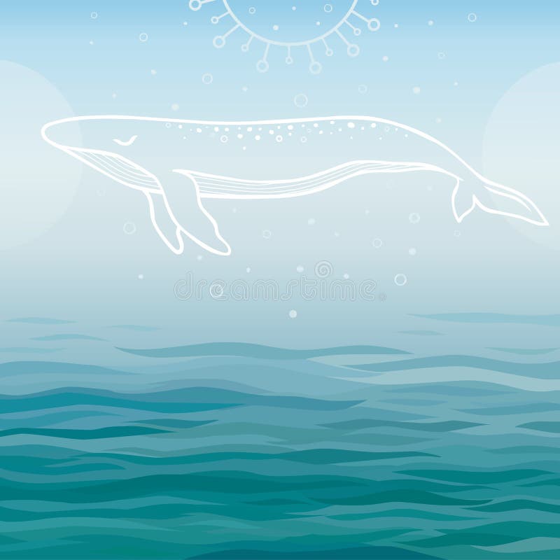 Biały wieloryb na błękitne wody ilustracja wektor Biały wieloryb na błękitne wody ilustracja wektor