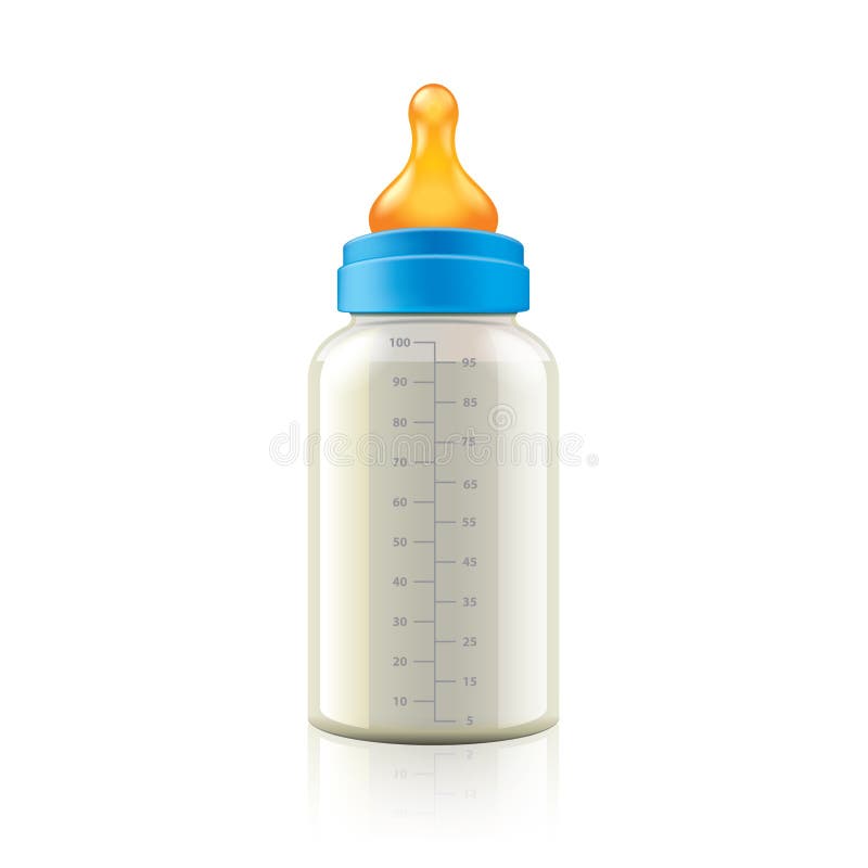 Baby bottle on white photo-realistic vector illustration. Baby bottle on white photo-realistic vector illustration