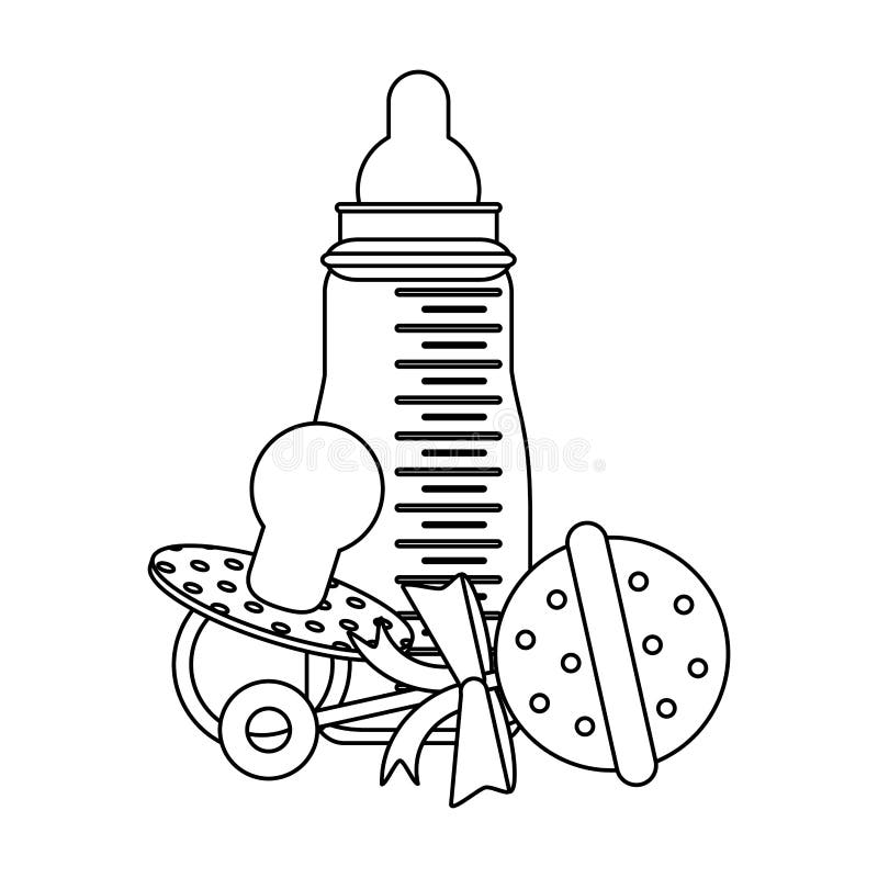 Símbolo Del Biberón Blanco Y Negro Ilustración del Vector Ilustración