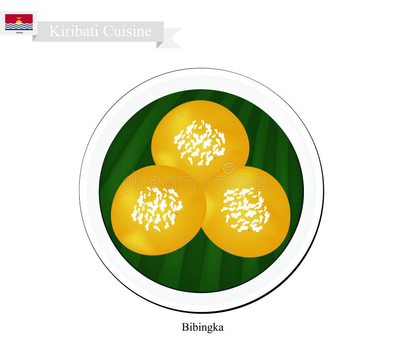 Bibingka eller kiribatiska riskakor med ost royaltyfri illustrationer Bibingka eller kiribatiska riskakor med ost royaltyfri illustrationer