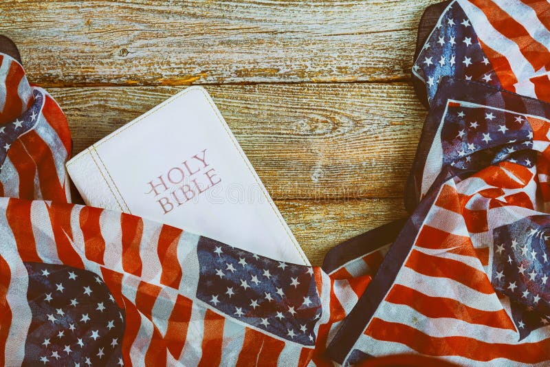 Holy Bible With American Flag Stock Photo Image of pray, america
