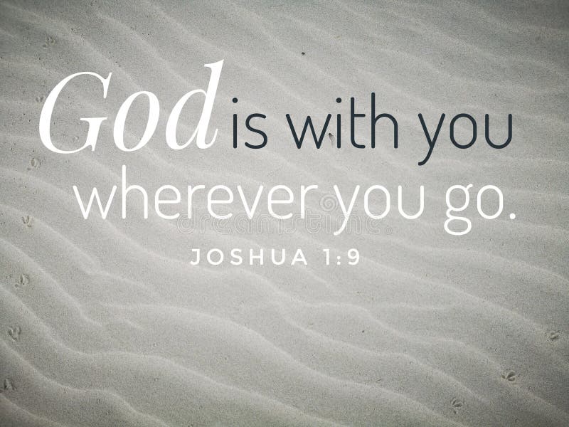 God is with you design for Christianity with sandy beach background.