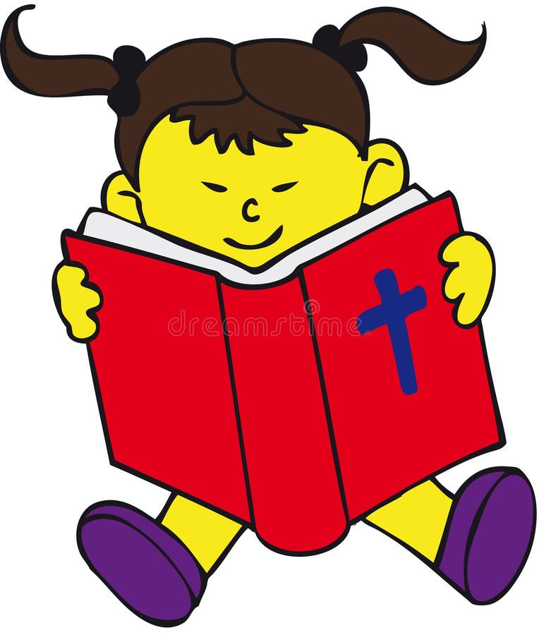 Bible Kid - Girl stock vector. Illustration of book, reading - 9330863