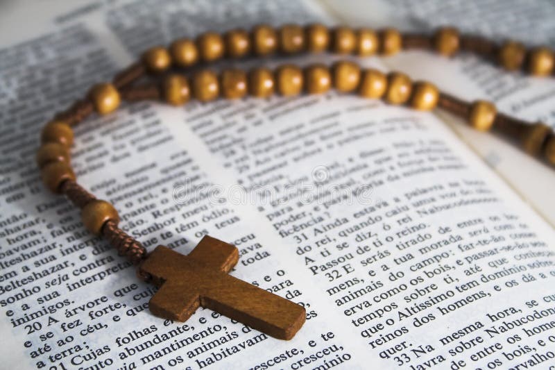 Bible with Rosariesbeads Crucifix Stock Image Image of belief