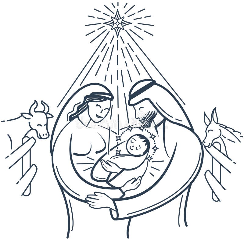 Bible Scene the Nativity of Jesus Christmas Stock Illustration ...