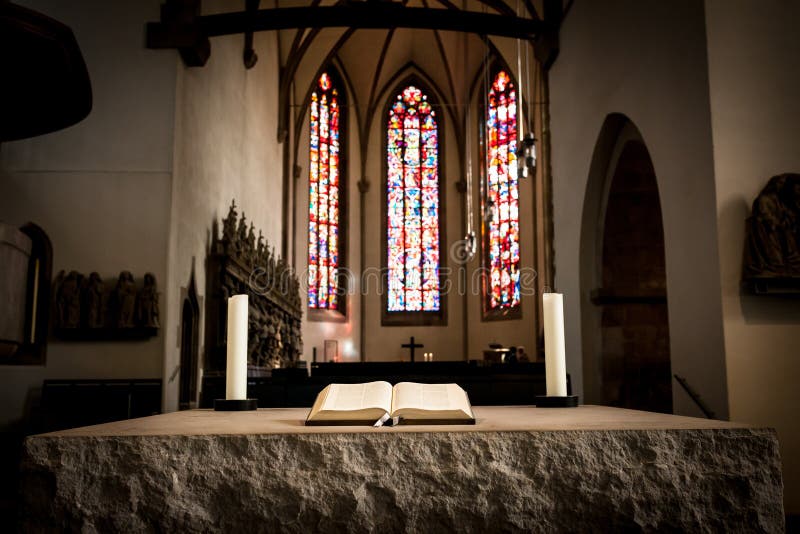 Bible in stone altar stock photo. Image of pray, rock 47319466