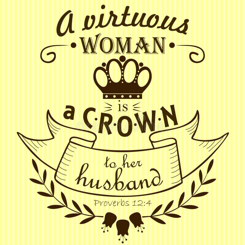 Download Bible Verse A Virtuous Woman A Crown To Her Husband Stock Vector - Illustration of virtuous ...