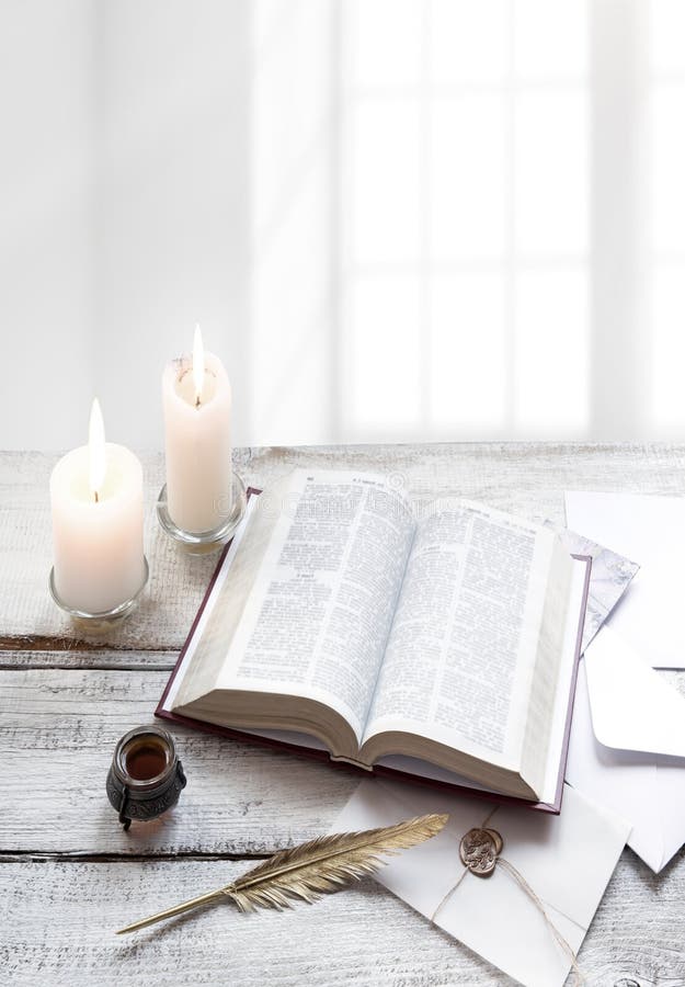 Holy Bible Pen And Memo Pad Stock Photo, Picture and Royalty Free Image.  Image 23452529.