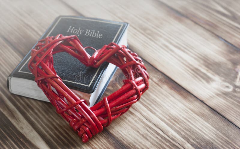 Bible on a wooden table. Love of God. The word of God