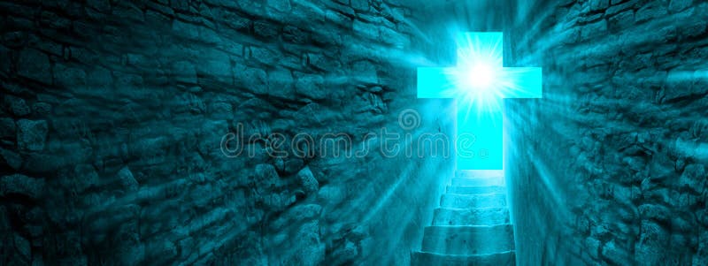 Biblical Story Concept. Resurrection of Jesus Christ. Religious Easter  Background. Exit from the Cave in the Form of a Cross Stock Image - Image  of entrance, prayer: 213729737