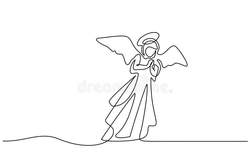 Biblii Wesoło bożych narodzeń anioła kobiety jeden kreskowy rysunek