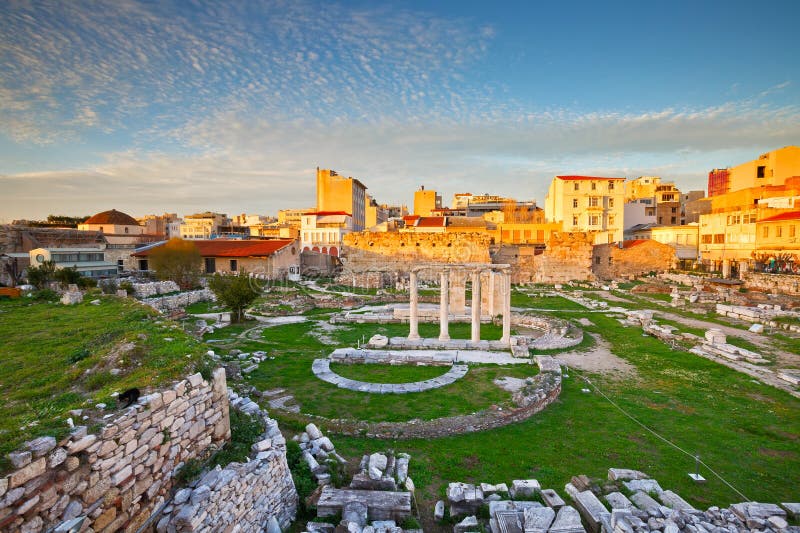 A biblioteca de Hadrian, Atenas fotografia de stock A biblioteca de Hadrian, Atenas fotografia de stock