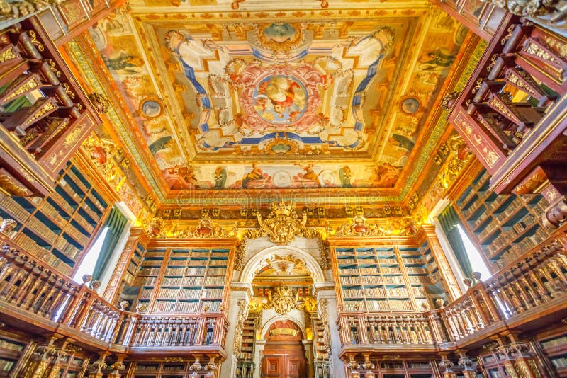 Biblioteca barocca di Coimbra fotografie stock