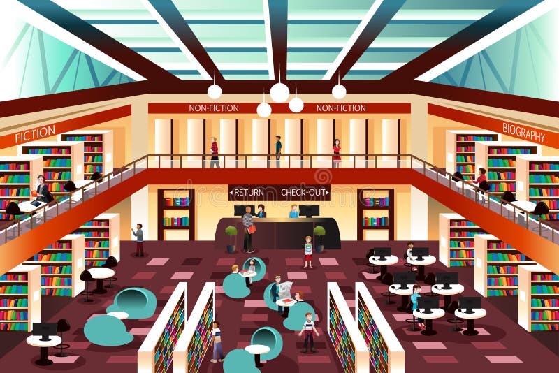Biblioteca di sguardo moderna royalty illustrazione gratis Biblioteca di sguardo moderna royalty illustrazione gratis