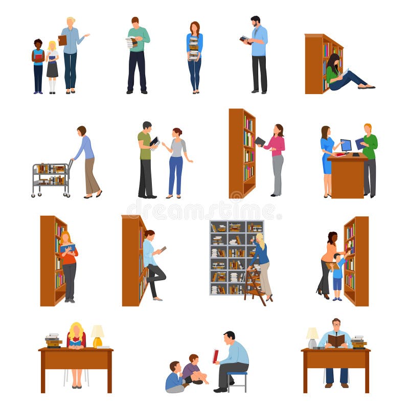 Biblioteczne ikony ustawiać ilustracji Biblioteczne ikony ustawiać ilustracji