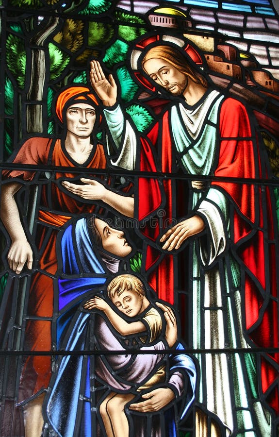 Download Biblisches Heilendes Fenster Stockfoto - Bild von religion, fromm: 873710