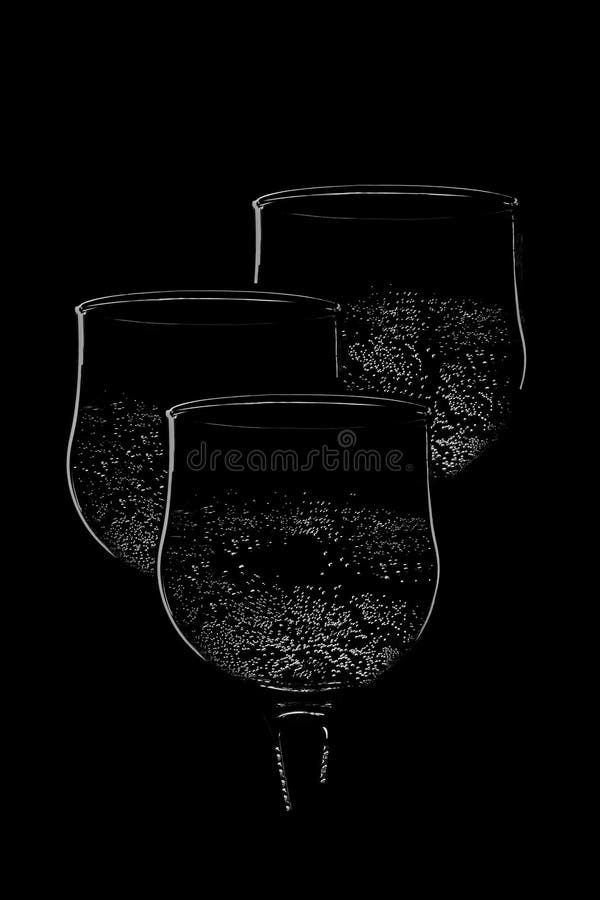 Bicchieri di vino con la bevanda piena di bolle immagine stock